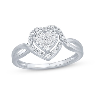 Radiant Reflections Ring Full 017Carat Diamond 10K White Gold, Heart Ring