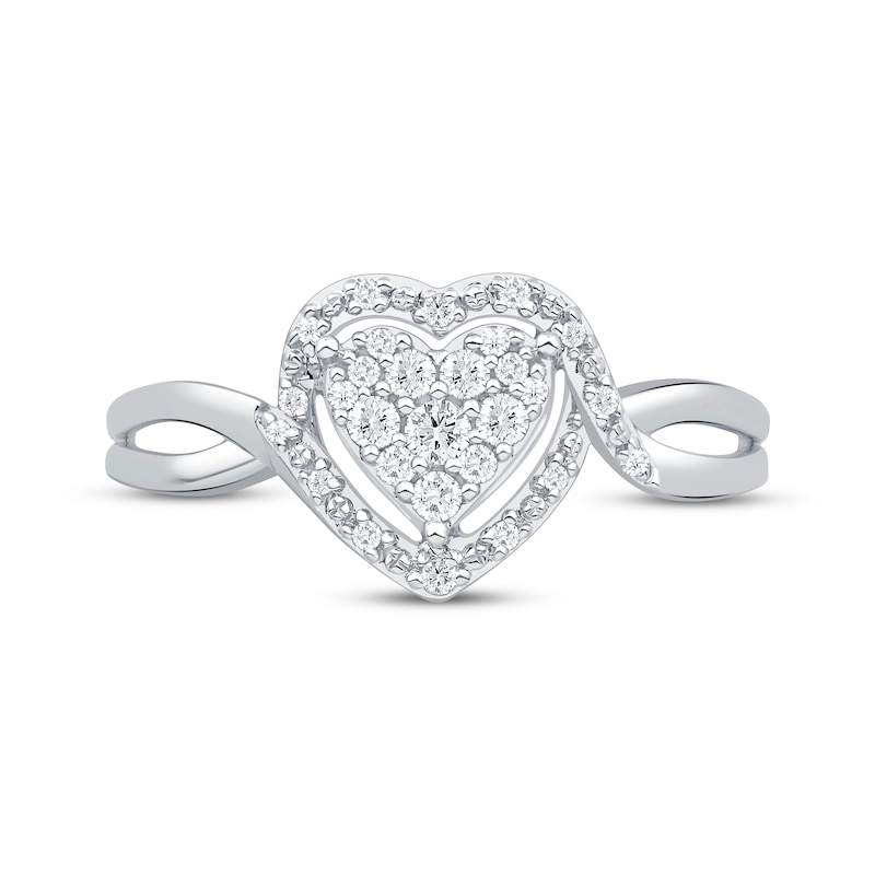 Main Image 3 of Multi-Diamond Heart-Shaped Ring 1/5 ct tw 10K White Gold