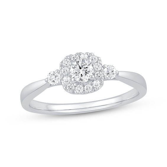 Diamond Cushion Frame Promise Ring 3/8 ct tw 10K White Gold