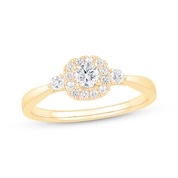 Diamond Cushion Frame Promise Ring 3/8 ct tw 10K Yellow Gold