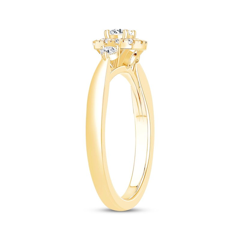 Diamond Cushion Frame Promise Ring 3/8 ct tw 10K Yellow Gold