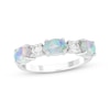 Thumbnail Image 0 of Oval-Cut Lab-Created Opal & White Lab-Created Sapphire Ring Sterling Silver