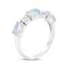 Thumbnail Image 1 of Oval-Cut Lab-Created Opal & White Lab-Created Sapphire Ring Sterling Silver