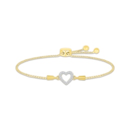 Lab-Created Diamonds by KAY Heart Bolo Bracelet 1/10 ct tw 10K Yellow Gold 9.5&quot;