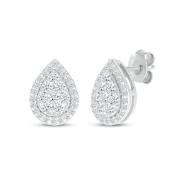 Lab-Grown Diamonds by KAY Pear-Shaped Multi-Stone Stud Earrings 1/3 ct tw 10K White Gold