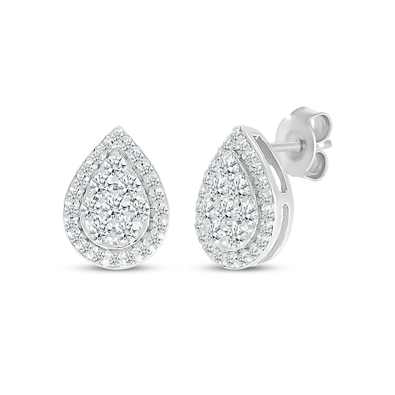 Main Image 1 of Lab-Grown Diamonds by KAY Pear-Shaped Multi-Stone Stud Earrings 1/3 ct tw 10K White Gold