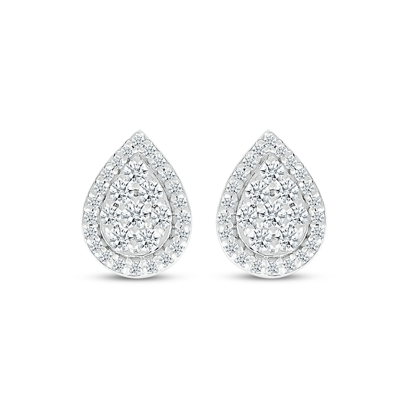 Main Image 2 of Lab-Grown Diamonds by KAY Pear-Shaped Multi-Stone Stud Earrings 1/3 ct tw 10K White Gold