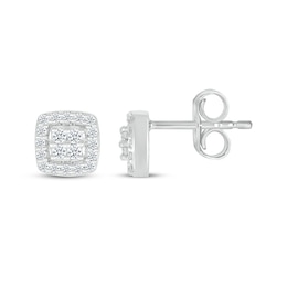 KAY Lab-Grown Diamonds Cushion-Shaped Multi-Stone Stud Earrings 1/4 ct tw 10K White Gold