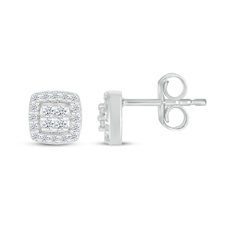 Lab-Created Diamonds by KAY Cushion-Shaped Multi-Stone Stud Earrings 1/ ...