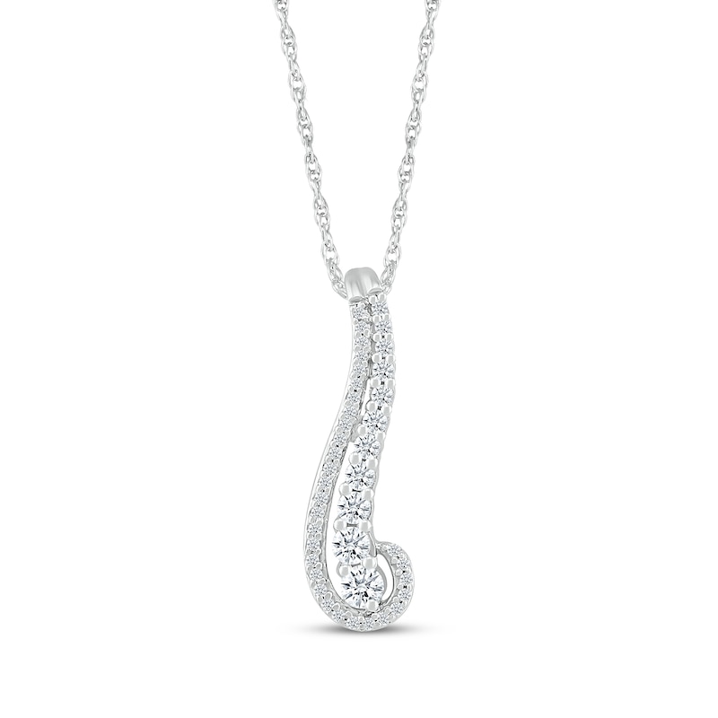 Main Image 1 of Lab-Grown Diamonds by KAY Swirl Necklace 3/8 ct tw 10K White Gold 18&quot;