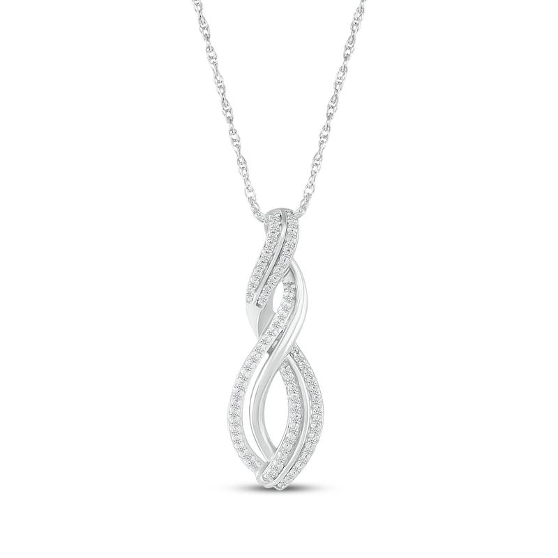 Main Image 1 of Lab-Grown Diamonds by KAY Double Swirl Necklace 1/3 ct tw 10K White Gold 18&quot;