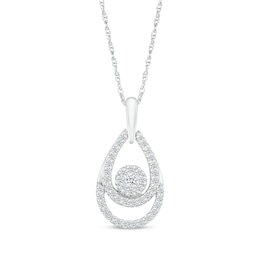 Lab-Grown Diamonds by KAY Double Teardrop Necklace 1/4 ct tw 10K White Gold 18&quot;