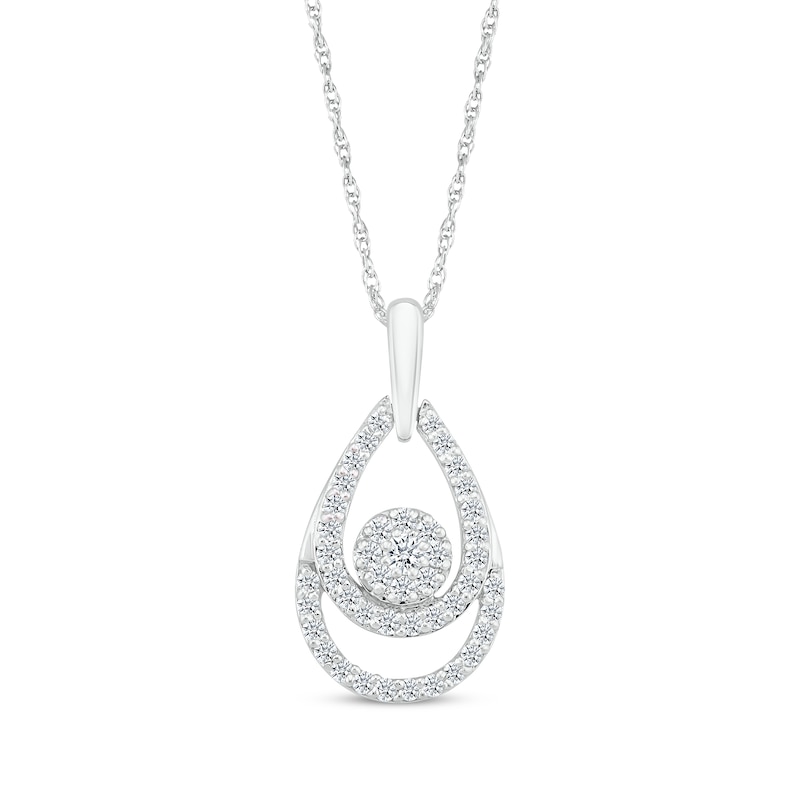 Main Image 1 of Lab-Grown Diamonds by KAY Double Teardrop Necklace 1/4 ct tw 10K White Gold 18&quot;