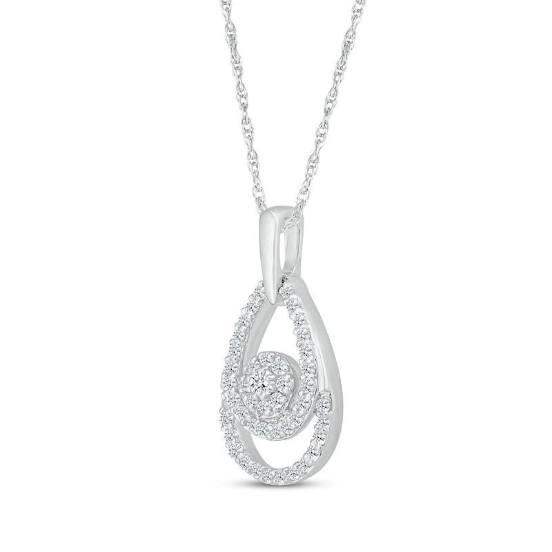 Main Image 2 of Lab-Grown Diamonds by KAY Double Teardrop Necklace 1/4 ct tw 10K White Gold 18&quot;