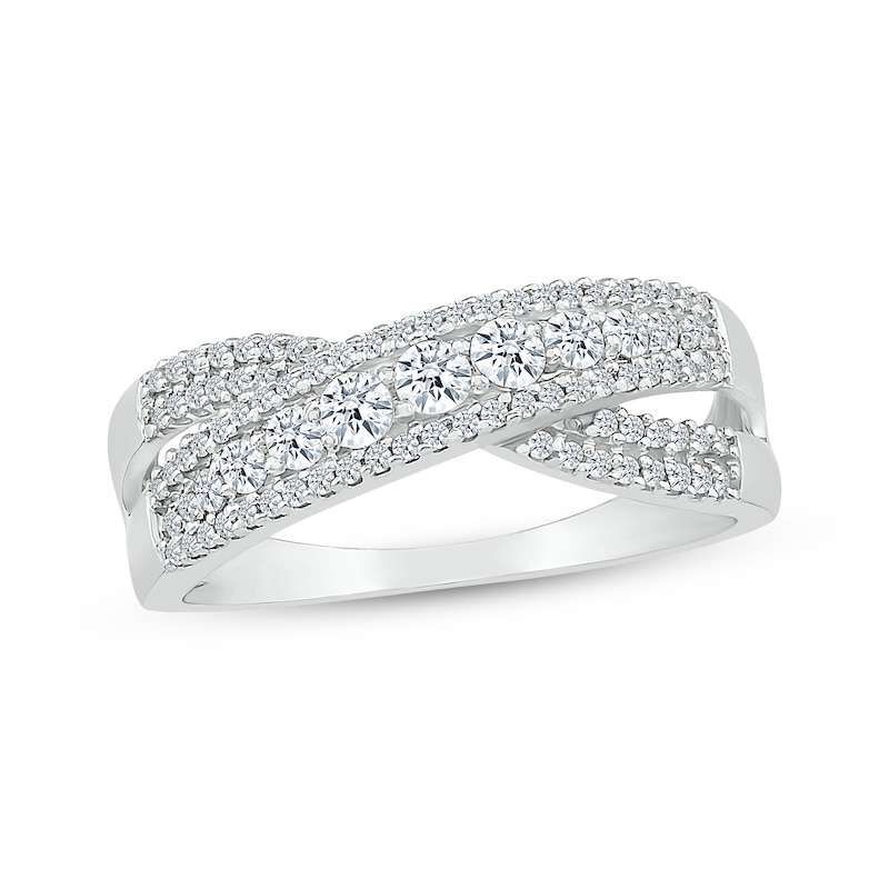 Main Image 1 of Lab-Grown Diamonds by KAY Crossover Ring 5/8 ct tw 10K White Gold