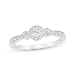 Lab-Grown diamonds by KAY Halo Promise Ring 1/4 ct tw 10K White Gold