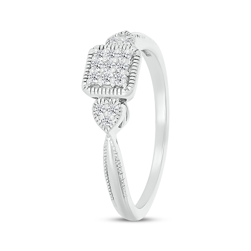 Main Image 2 of Lab-Grown diamonds by KAY Cushion-Shaped Multi-Stone Promise Ring 1/8 ct tw 10K White Gold