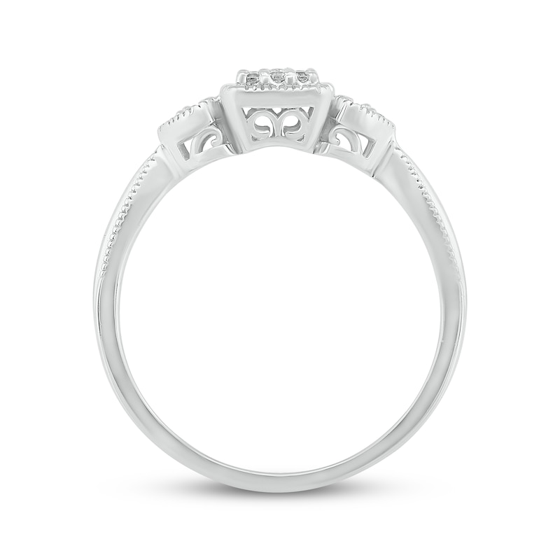 Main Image 3 of Lab-Grown diamonds by KAY Cushion-Shaped Multi-Stone Promise Ring 1/8 ct tw 10K White Gold