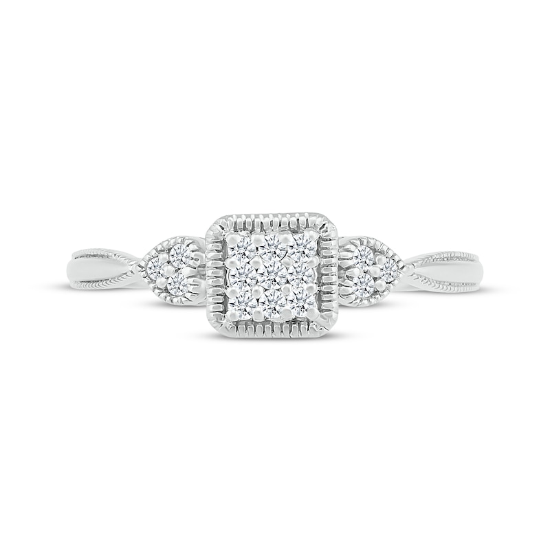 Main Image 4 of Lab-Grown diamonds by KAY Cushion-Shaped Multi-Stone Promise Ring 1/8 ct tw 10K White Gold