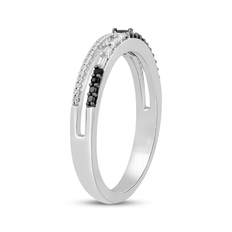 Main Image 2 of Multi-Shape Black & White Diamond Faux Stack Ring 1/5 ct tw Sterling Silver