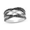 Thumbnail Image 1 of Black & White Diamond Crossover Ring 1/2 ct tw Sterling Silver