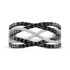 Thumbnail Image 3 of Black & White Diamond Crossover Ring 1/2 ct tw Sterling Silver