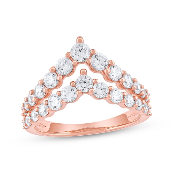 Lab-Created Diamonds by KAY Two-Row Chevron Fashion Ring 1-1/2 ct tw 10K Rose Gold