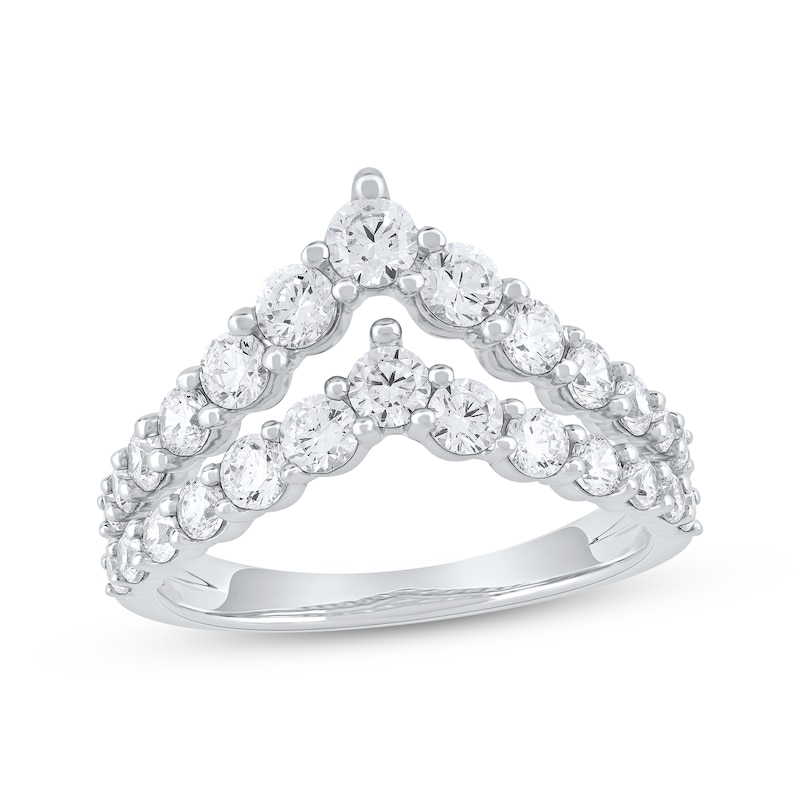 Main Image 1 of Lab-Grown Diamonds by KAY Two-Row Chevron Fashion Ring 1-1/2 ct tw 10K White Gold