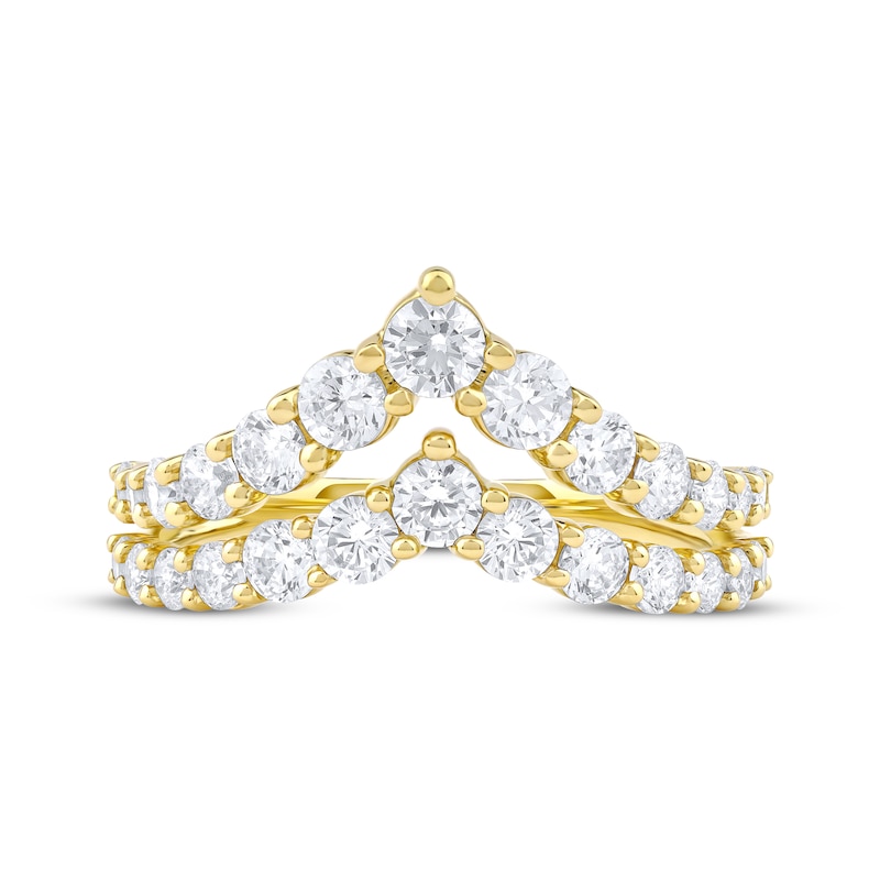 Main Image 3 of Lab-Grown Diamonds by KAY Two-Row Chevron Fashion Ring 1-1/2 ct tw 10K Yellow Gold