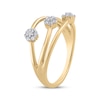 Thumbnail Image 2 of Multi-Diamond Flower Three-Row Ring 1/6 ct tw 10K Yellow Gold