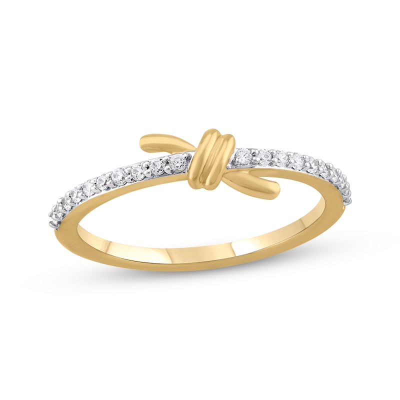 Main Image 1 of Diamond Barbed Wire Ring 1/6 ct tw 10K Yellow Gold