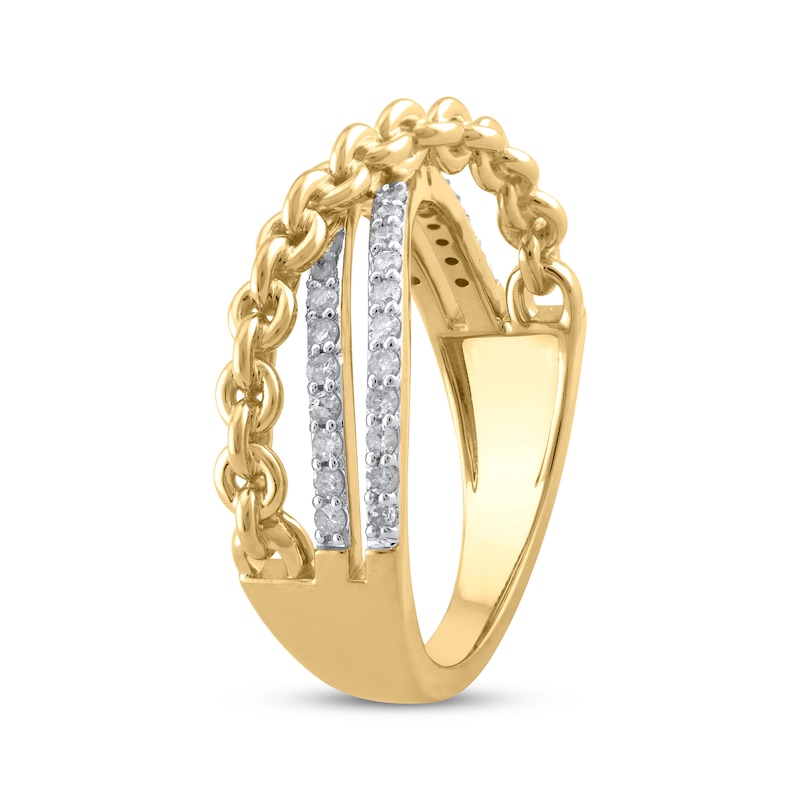 Main Image 2 of Diamond Chain Link Crossover Ring 1/5 ct tw 10K Yellow Gold