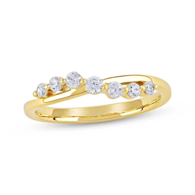 Main Image 1 of Lab-Grown Diamonds by KAY Crossover Wave Fashion Ring 1/4 ct tw 10K Yellow Gold