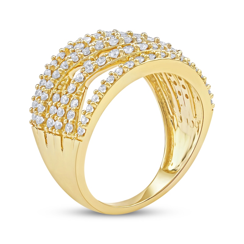 Main Image 2 of Lab-Grown Diamonds by KAY Multi-Row Crossover Ring 1 ct tw 10K Yellow Gold