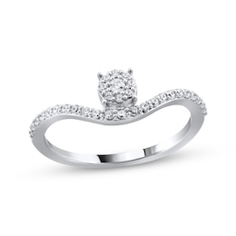 Diamond Wave Ring 1/5 ct tw 10K White Gold