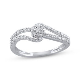 Multi-Diamond Bypass Ring 1/3 ct tw 10K White Gold