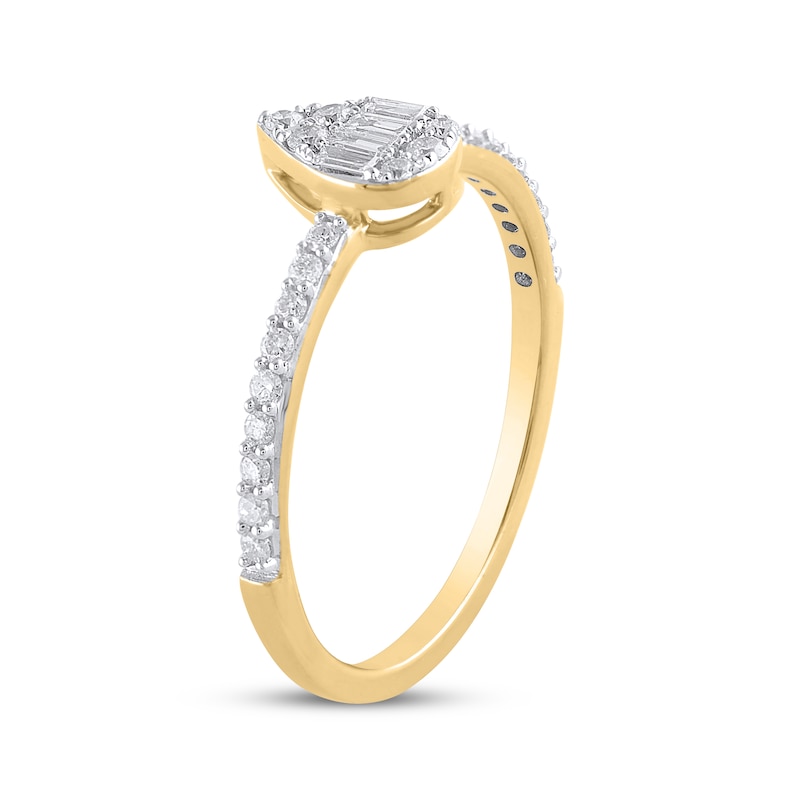 Main Image 2 of Multi-Diamond Teardrop Promise Ring 1/4 ct tw 10K Yellow Gold