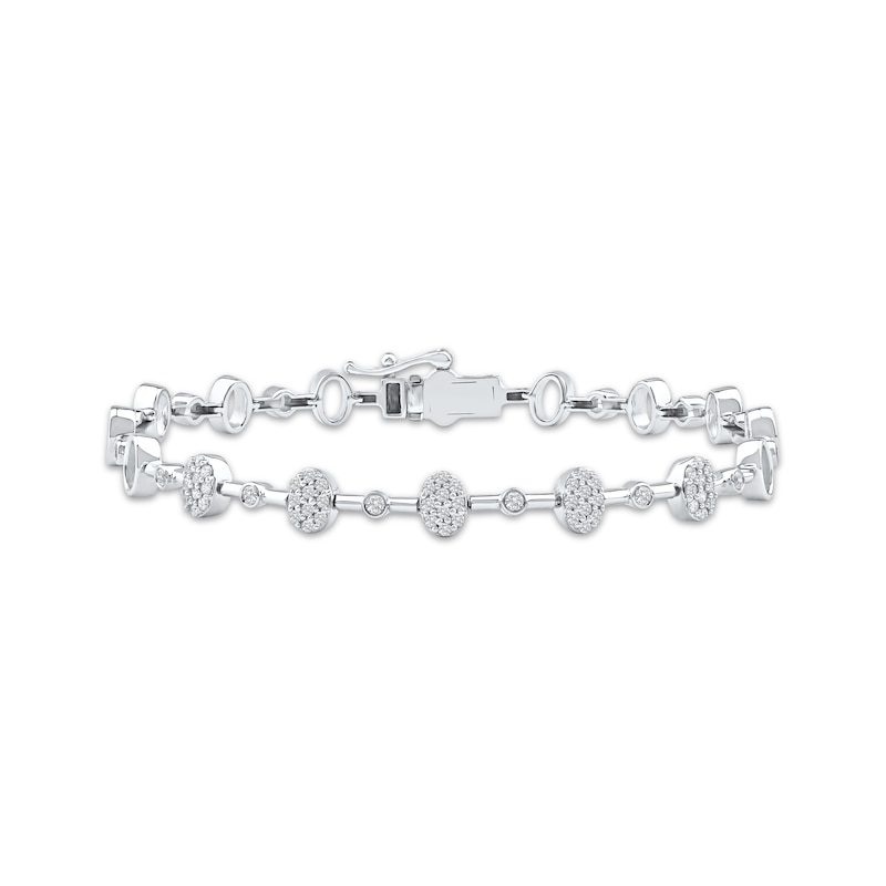 Lab-Grown Diamonds by KAY Multi-Stone Oval Link Bracelet 1/2 ct tw 10K White Gold 7.25"