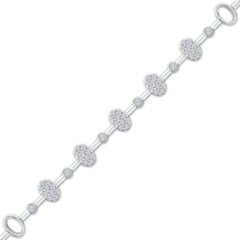 Lab-Grown Diamonds by KAY Multi-Stone Oval Link Bracelet 1/2 ct tw 10K White Gold 7.25"