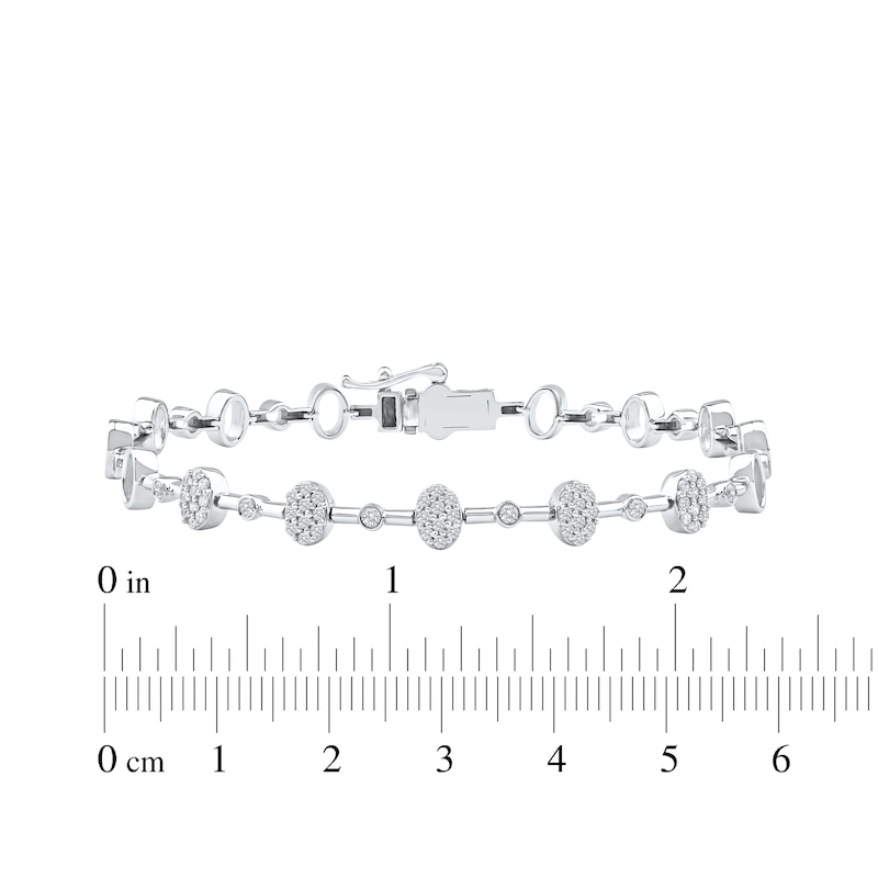 Lab-Grown Diamonds by KAY Multi-Stone Oval Link Bracelet 1/2 ct tw 10K White Gold 7.25"