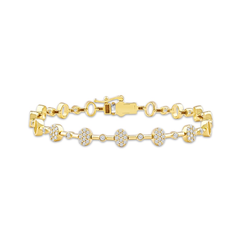 Lab-Grown Diamonds by KAY Multi-Stone Oval Link Bracelet 1/2 ct tw 10K Yellow Gold 7.25"