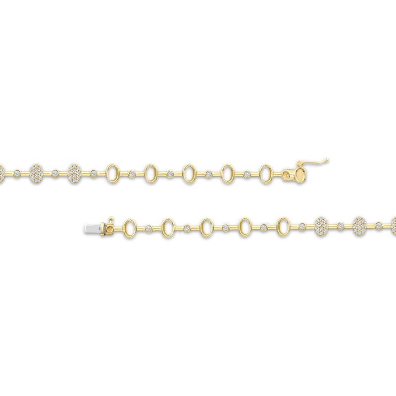 Lab-Grown Diamonds by KAY Multi-Stone Oval Link Bracelet 1/2 ct tw 10K Yellow Gold 7.25"