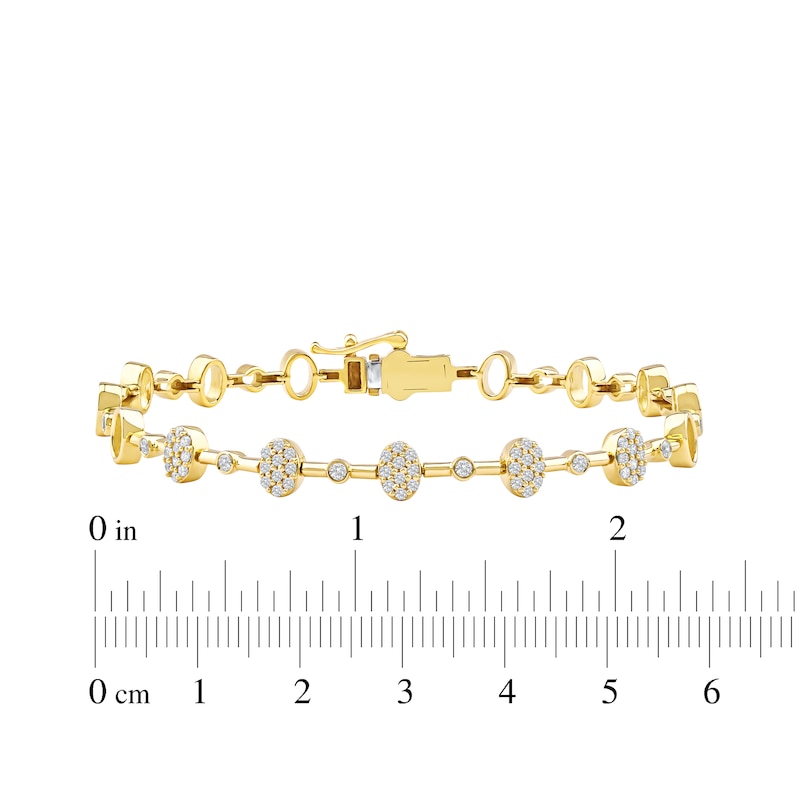 Lab-Grown Diamonds by KAY Multi-Stone Oval Link Bracelet 1/2 ct tw 10K Yellow Gold 7.25"