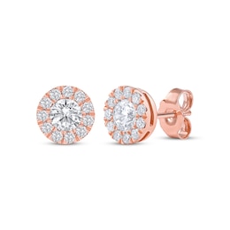 Lab-Grown Diamonds by KAY Halo Stud Earrings 3/4 ct tw 10K Rose Gold