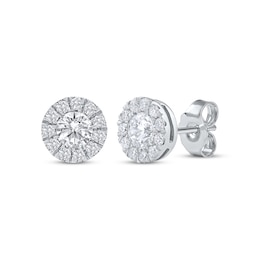 Lab-Grown Diamonds by KAY Halo Stud Earrings 3/4 ct tw 10K White Gold