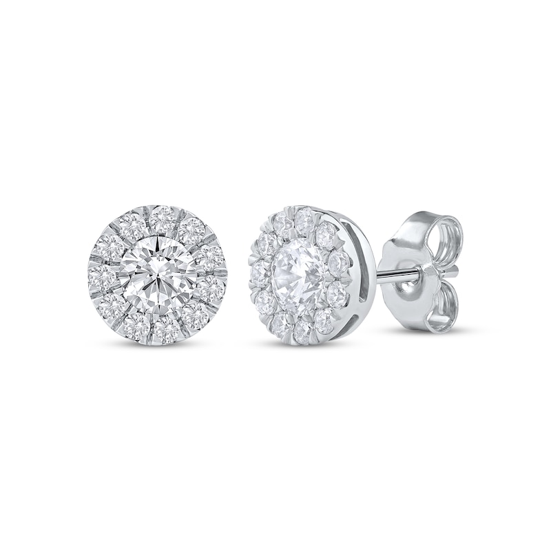 Main Image 1 of Lab-Grown Diamonds by KAY Halo Stud Earrings 3/4 ct tw 10K White Gold