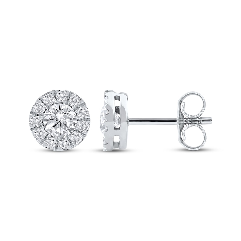 Main Image 3 of Lab-Grown Diamonds by KAY Halo Stud Earrings 3/4 ct tw 10K White Gold