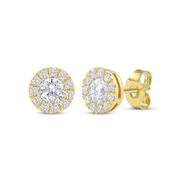 Lab-Grown Diamonds by KAY Halo Stud Earrings 3/4 ct tw 10K Yellow Gold