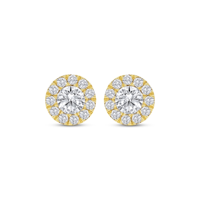 Main Image 2 of Lab-Grown Diamonds by KAY Halo Stud Earrings 3/4 ct tw 10K Yellow Gold