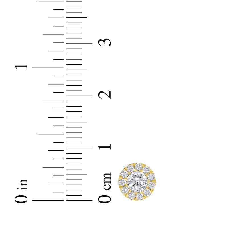 Main Image 5 of Lab-Grown Diamonds by KAY Halo Stud Earrings 3/4 ct tw 10K Yellow Gold